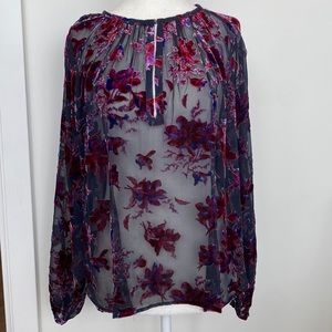 Rag & Bone Yuni Silk Blend Velvet Burnout Blouse XS